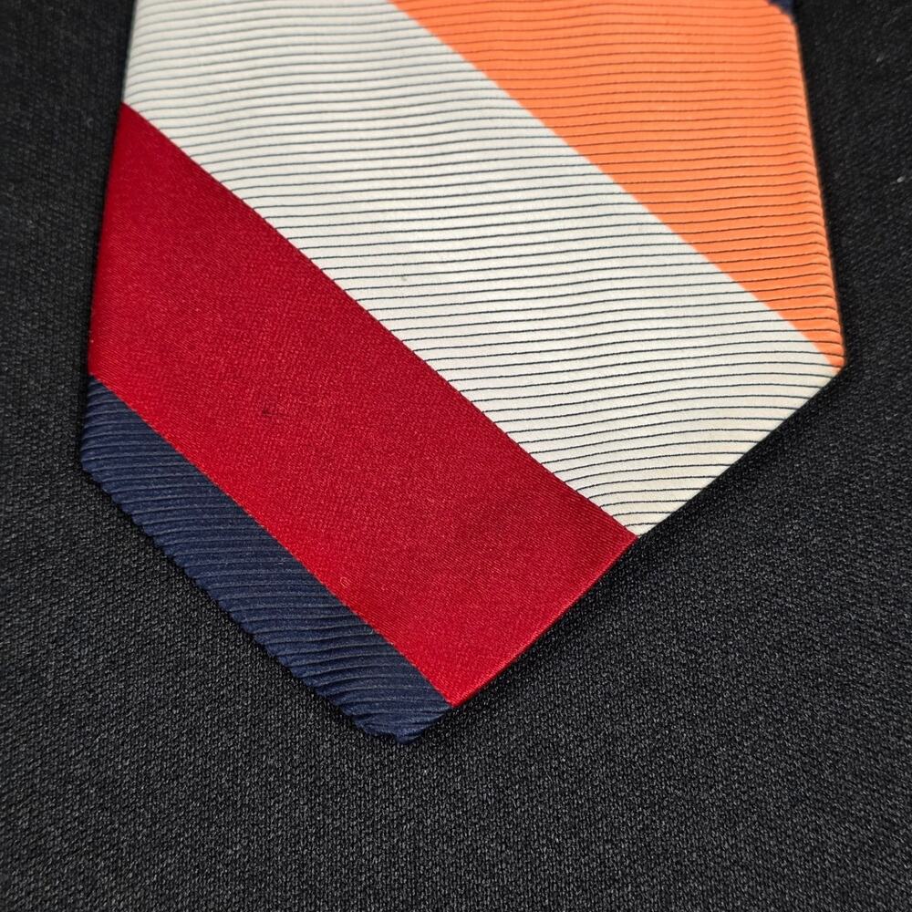 SUPERBA Tie Men’s Red Navy Blue Orange White Striped Polyester